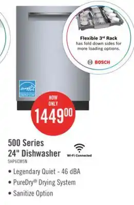 The Brick Bosch 500 Series Smart Dishwasher with AutoAir and Third Rack - SHP65CM5N offer