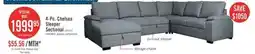 The Brick Chelsea 4-Piece Left-Facing Linen-look Fabric Sleeper Sectional with Storage Chaise - Grey offer