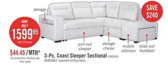 The Brick Coast 3-Piece Right-Facing Fabric Sleeper Sectional with Storage and Ottoman - Ivory White offer