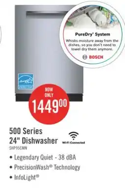 The Brick Bosch 500 Series Smart Top-Control Dishwasher with Remote Monitoring and Third Rack - SHP95CM5N offer