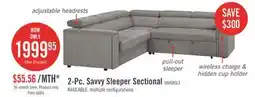 The Brick Savvy 2-Piece Right-Facing Linen-Look Fabric Sleeper Sectional with Adjustable Headrests - Grey offer