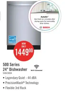 The Brick Bosch 500 Series Smart Dishwasher with AutoAir and Third Rack - SHX65CM5N offer