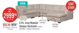 The Brick Envy 5-Piece Right-Facing Chenille Fabric Sleeper Sectional with Storage Chaise - Almond Beige offer