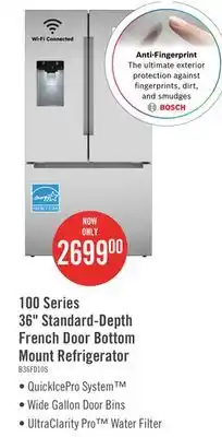 The Brick Bosch 36 26 Cu. Ft. 100 Series Smart French-Door Refrigerator - Stainless Steel - B36FD10ENS offer