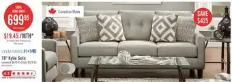 The Brick Made in Canada Cindy Crawford Home Kylie 78 Linen-Look Sofa with Wood Legs - Zeus Grey offer