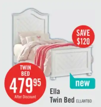 The Brick Ella Panel Bed with Headboard & Frame for Kids, Chevron Pattern, White - Twin Size offer