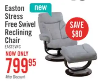 The Brick Easton 33.5 Chenille Fabric Stress Free Swivel Reclining Chair with Footrest - Silver Grey offer