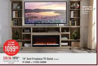 The Brick Axel 74 Modern Electric Fireplace TV Stand with Storage and Cable Management for TVs up to 85- Taupe offer