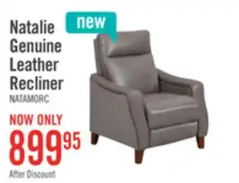 The Brick Natalie 32.5 Top-Grain Genuine Leather Pushback Reclining Chair with Wood Legs - Grey offer