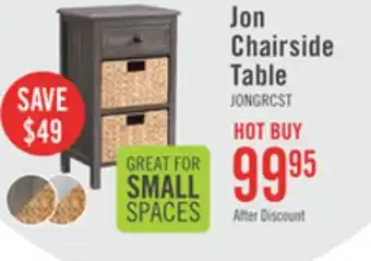 The Brick Jon 15.5 Chairside Table with 2 Baskets & Drawer - Distressed Grey offer