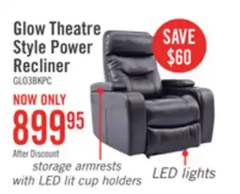 The Brick Glow 33 Fabric Power Reclining Chair with Adjustable Headrest and Storage Armrests - Black offer