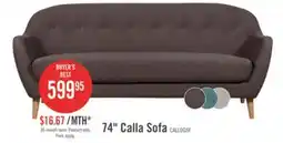 The Brick Calla 73.62 Linen-Look Fabric Condo Size Sofa with Button Tufting and Wood Legs - Dark Grey offer