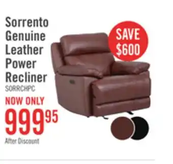 The Brick Sorrento 42 Genuine Leather Power Reclining Chair with USB Port - Madrid Brick Brown offer