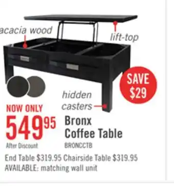 The Brick Bronx 48 Rustic Lift Top Coffee Table with Storage and Shelf - Charcoal Wood offer