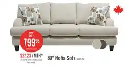 The Brick Made in Canada Nofia 80 Chenille Fabric Sofa with Two Accent Pillows and Wood Legs - Linen Beige offer