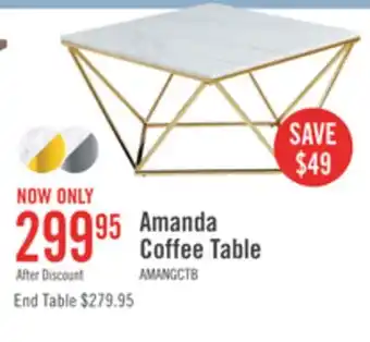 The Brick Amanda 31.5 Modern Square Coffee Table - White Marble Top with Gold Metal Base offer