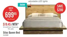 The Brick Silas Platform Bed with Headboard & Frame, LED, Rustic Brown - Queen Size offer