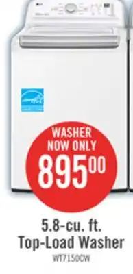 The Brick LG 5.8 Cu. Ft. Top-Load High-Efficiency Washer - White - WT7150CW offer