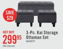 The Brick Kai 19.5 3-Piece Storage Ottomans - Grey Linen-Look offer