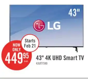 The Brick LG 43 4K UHD HDR10+ HGiG 60Hz webOS Smart TV (43UT7590PUA) offer