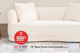 The Brick Moon 78 Fabric Curved Loveseat with Accent Pillows - Wooly Almond White offer