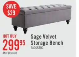 The Brick Sage 57 Storage Bench - Grey Velvet offer