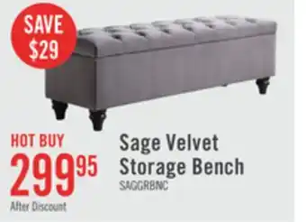 The Brick Sage 57 Storage Bench - Grey Velvet offer