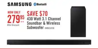 The Brick SAMSUNG 3.1 CH Dolby Digital 5.1 DTS Virtual:X Soundbar with Wireless Subwoofer (HW-B650/ZC) offer