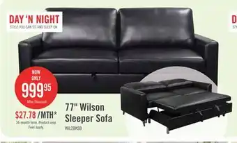 The Brick Wilson 77.5 Leather-Look Fabric Sleeper Sofa with Drop-Down Back Cushions and Metal Legs - Black offer