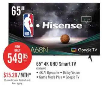 The Brick Hisense 65 4K UHD HDR10 Dolby Vision 60Hz Google Smart TV (65A68N) offer