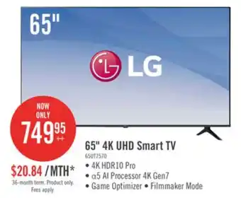 The Brick LG 65 4K UHD HDR10+ HGiG 60Hz webOS Smart TV (65UT7570PUB) offer