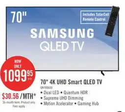 The Brick Samsung 70 QLED Edge-Lit 4K UHD Quantum HDR 60Hz Smart TV (QN70Q60DAFXZC) offer