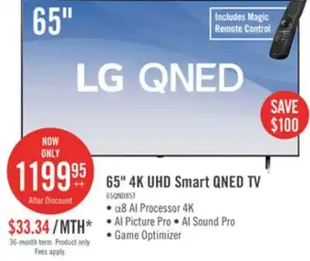 The Brick LG 65 4K Quantum Dot Nanocell HDR10 120Hz AMD FreeSync Smart TV (65QNED85TUA) offer