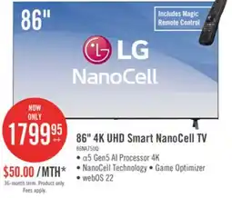 The Brick LG 85 Nanocell 4K UHD HDR10+ HGiG AI Picture Pro ThinQ 120Hz Smart TV (85NANO75UQA.ACC) offer