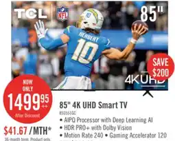 The Brick TCL 85 4K UHD LED HDR Pro+ 60Hz Google Smart TV (8S551G-CA) offer