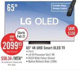 The Brick LG 65 OLED evo 4K HDR10 120Hz AMD FreeSync webOS Smart TV (OLED65C4PUA) offer