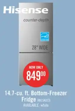 The Brick Hisense 27.7 14.7 Cu. Ft. Bottom-Mount Refrigerator - Titanium - RB15A2CSE offer