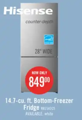 The Brick Hisense 27.7 14.7 Cu. Ft. Bottom-Mount Refrigerator - Titanium - RB15A2CSE offer