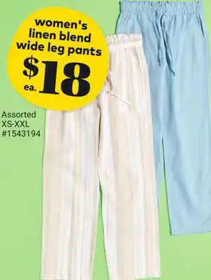 Giant Tiger Women's Linen Blend Wide Leg Pants offer