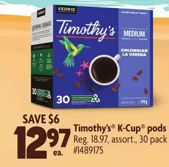 Giant Tiger Timothy's K-Cups Pods offer