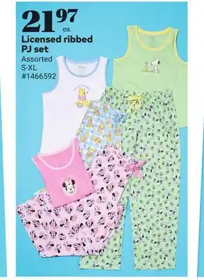 Giant Tiger Licensed Ribbed PJ set offer