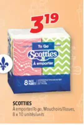 Familiprix Scotties To Go 3-ply tissues Pack 8x10un offer