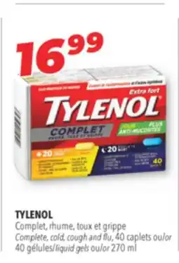 Familiprix TYLENOL Complete, cold, cough and flu, 40 caplets or liquid gels or 270 ml offer