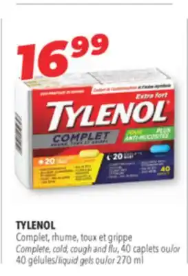 Familiprix TYLENOL Complete, cold, cough and flu, 40 caplets or liquid gels or 270 ml offer