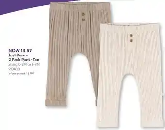 Babies 'R' Us Just Born - 2 Pack Pant - Tan offer