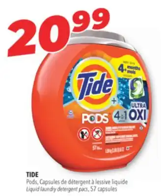 Familiprix TIDE, Pods, Liquid laundry detergent pacs, 57 capsules or GAIN, Flings, 76 capsules offer