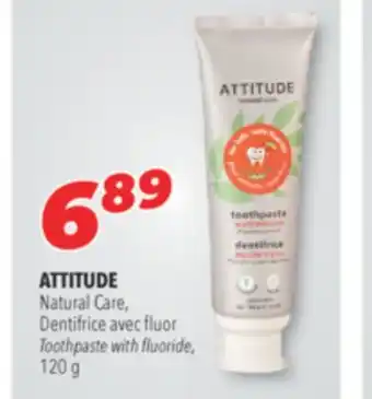 Familiprix ATTITUDE, Natural Care, Dentifrice avec fluor/Toothpaste with fluoride, 120 g offer