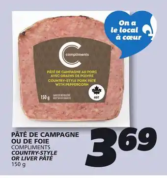 IGA COMPLIMENTS COUNTRY-STYLE OR LIVER PÂTÉ offer