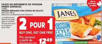 IGA JANES FROZEN BREADED FISH STICKS OR FILLETS offer