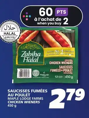 IGA MAPLE LODGE FARMS CHICKEN WIENERS offer